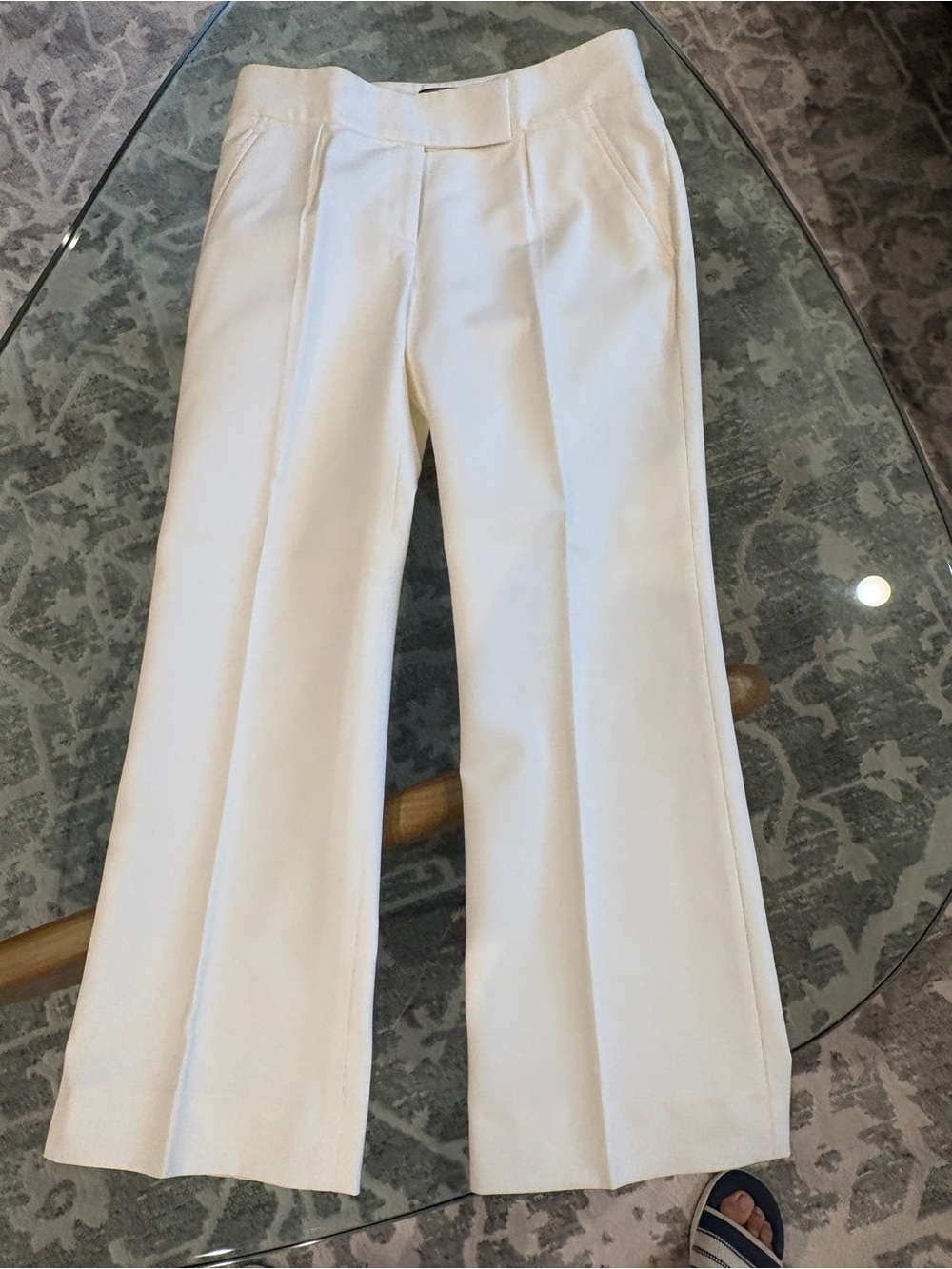 Salvatore Ferragamo white 100% cotton wide-leg trousers, size IT 40